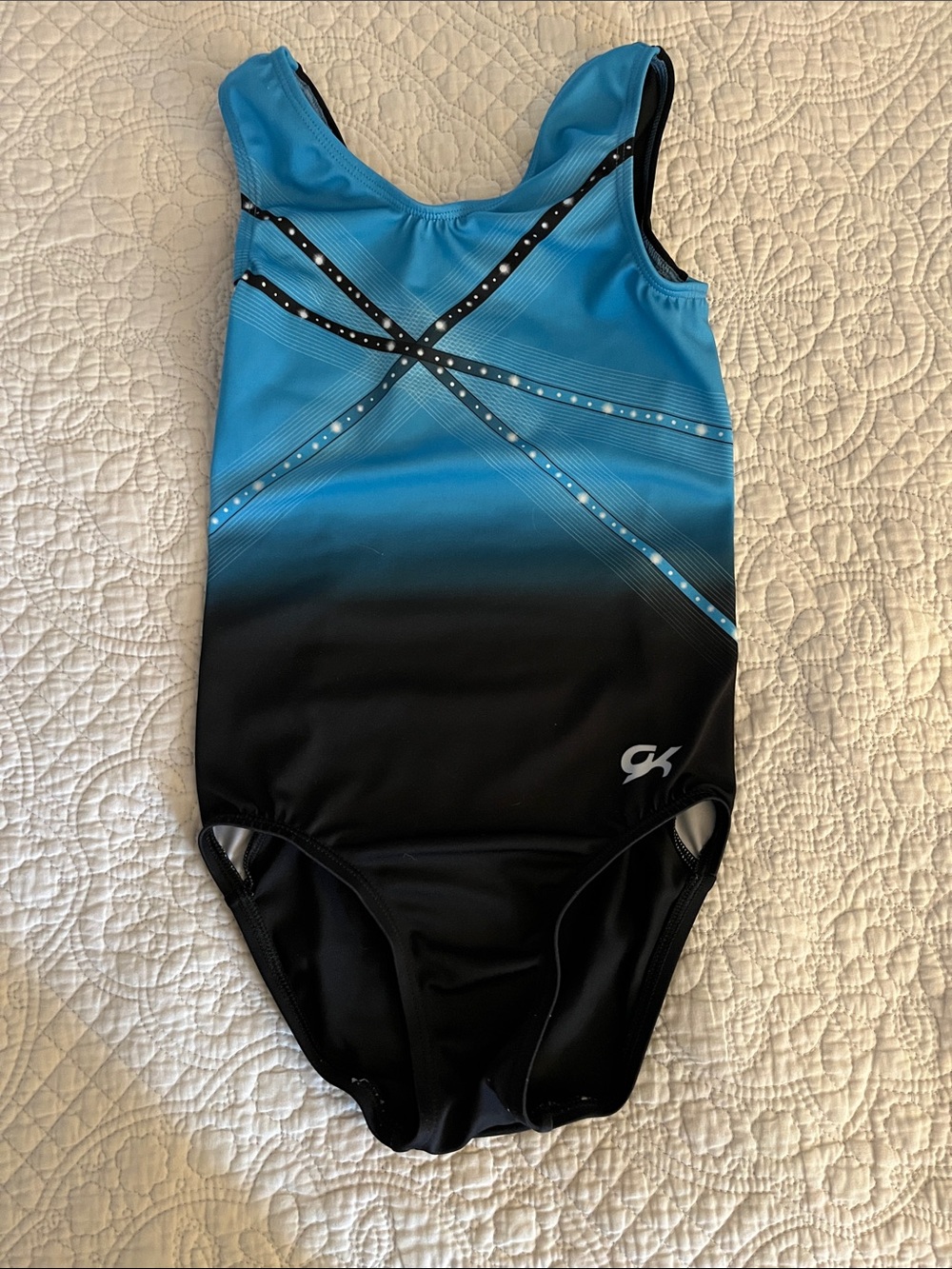 GK Girls' Blue and Black Gradient Leotard- Child Medium